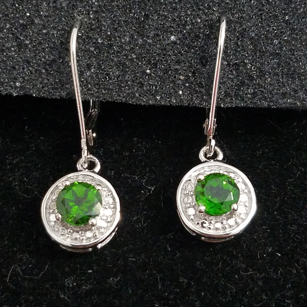 Chromium Diopside in Sterling Silver Earrings
